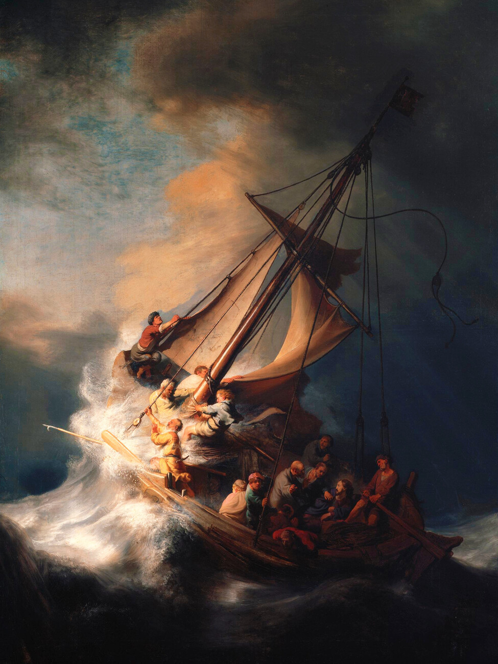 Obrazová reprodukce The Storm on the Sea of Galilee (Vintage Boat) - Rembrandt, (30 x 40 cm)