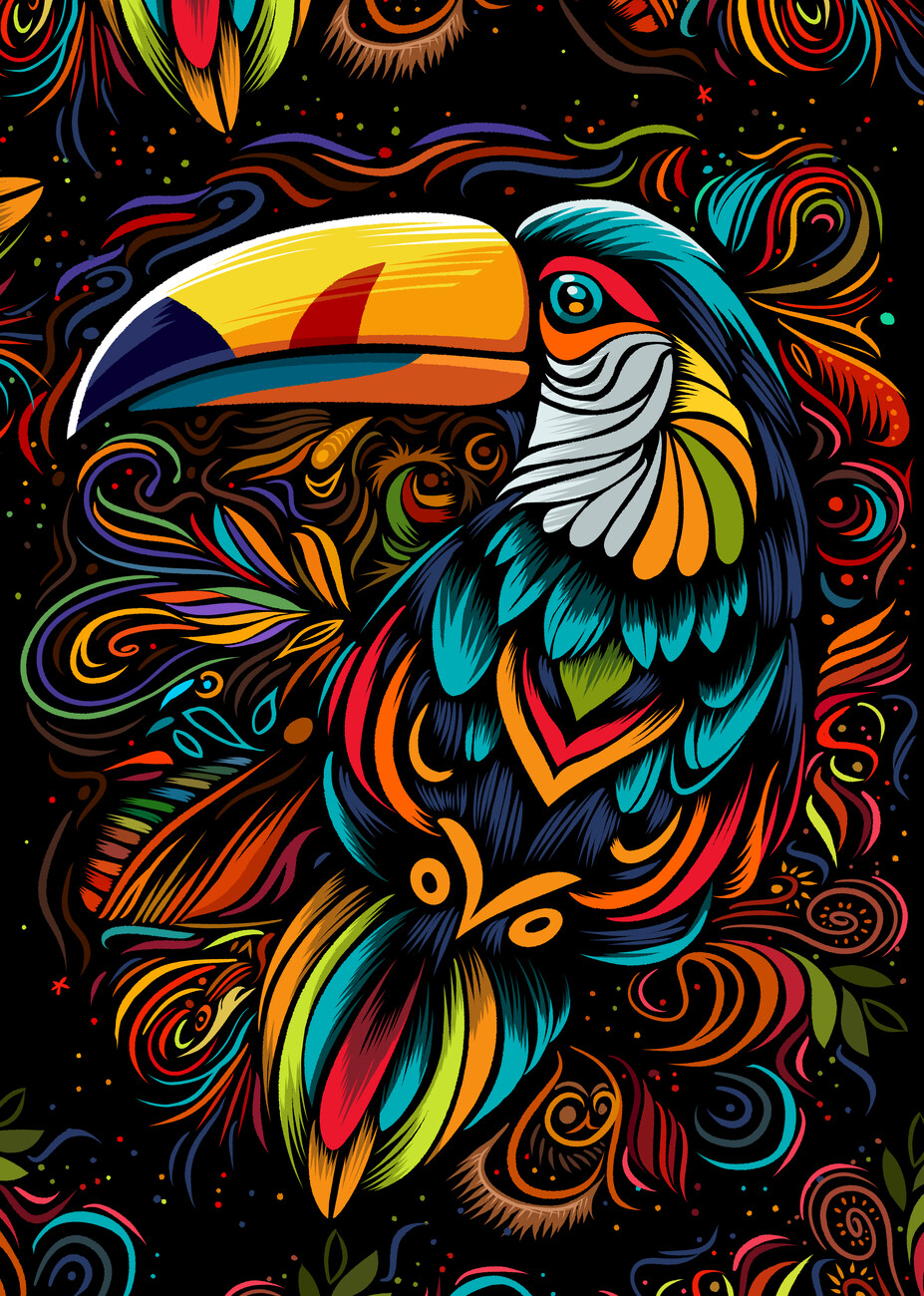 Tableau exotique de toucans pour une décoration colorée