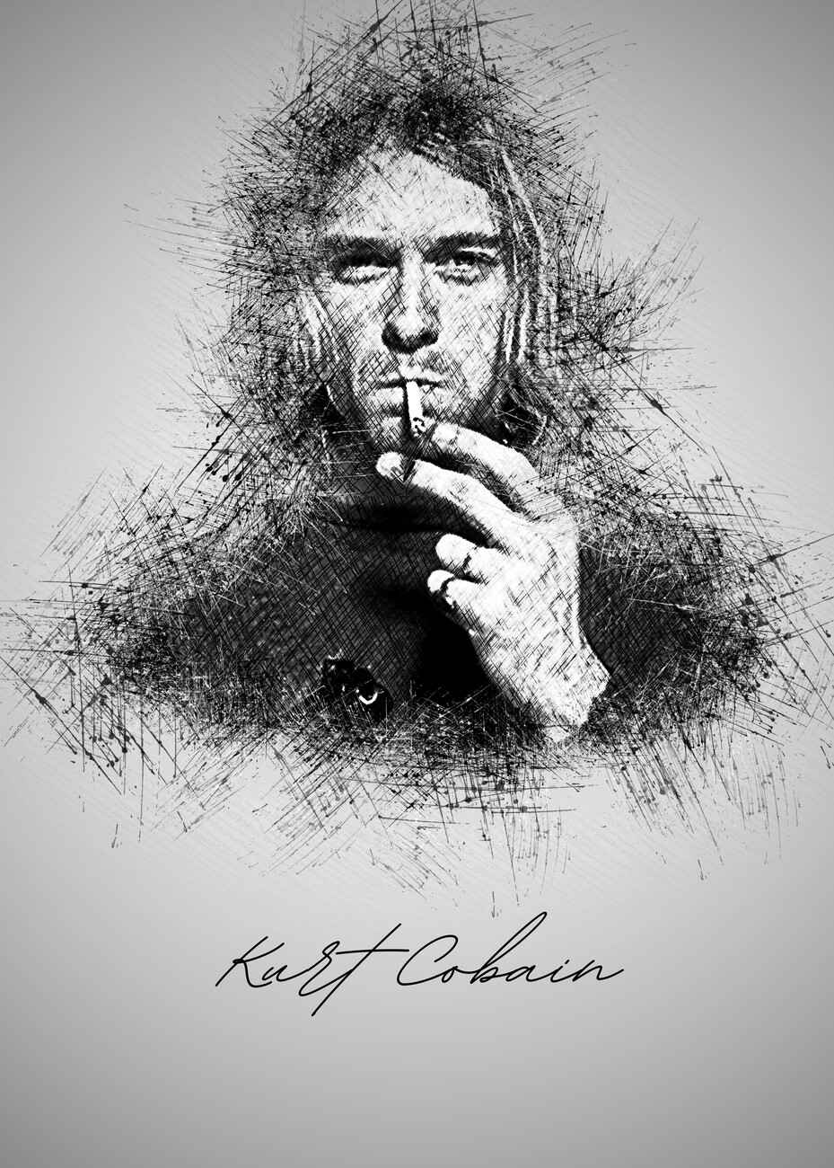 Poster, quadro K. Cobain Sketch | Regalos, merch | Posters