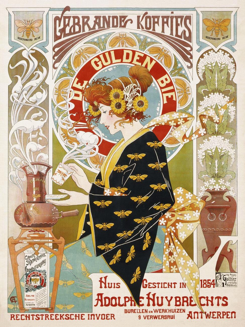 Coffee Shop Advert (Art Nouveau Café) - Alphonse Mucha | Reproducciones ...