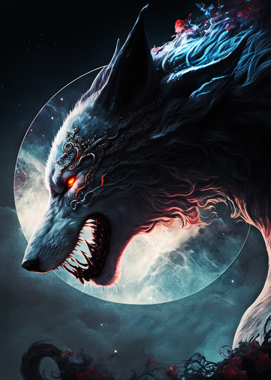 Künstlerische illustrasjon | Horror Wolf Moon | Europosters