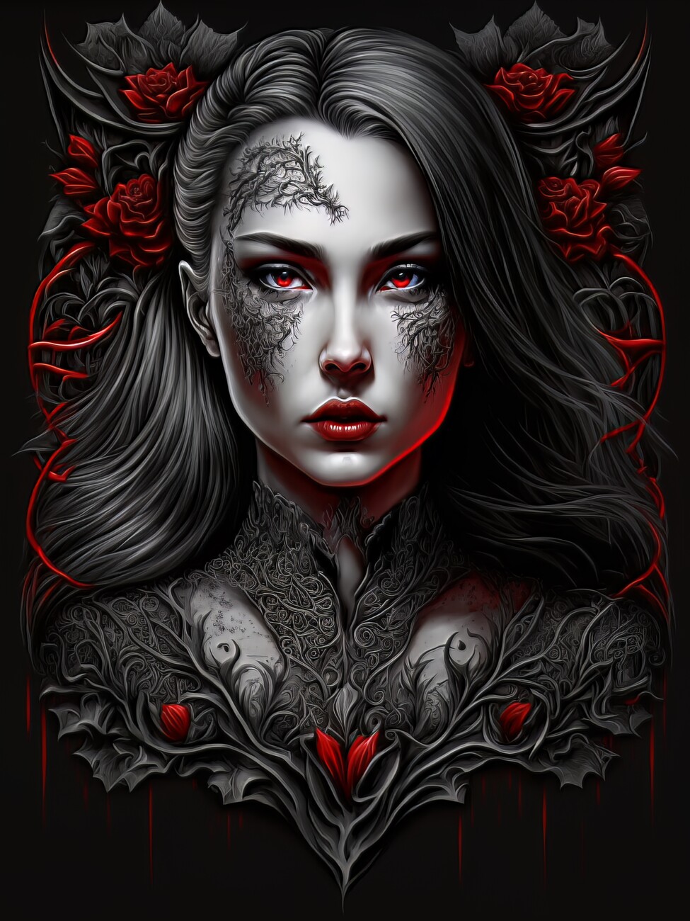 Wall Art Print, Beautiful Vampire Girl