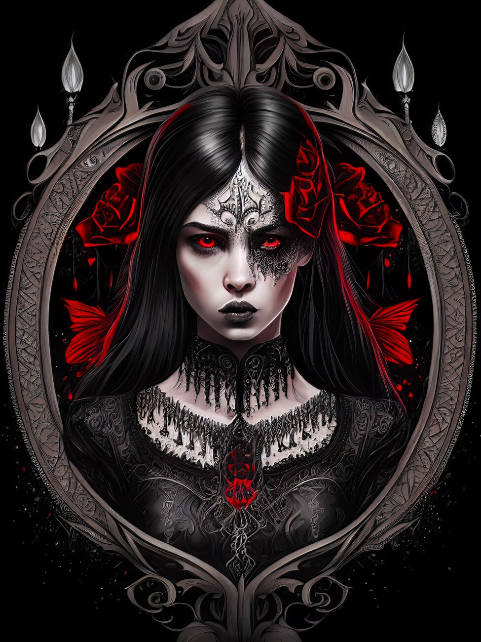 Horror Movie Gothic Lady Macabre Art Girl Portrait | Sticker