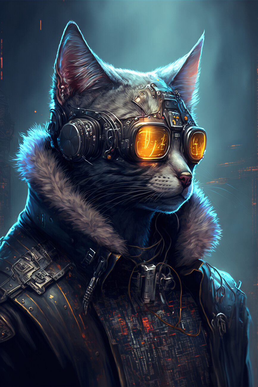 Cyber cat cyberpunk фото 111