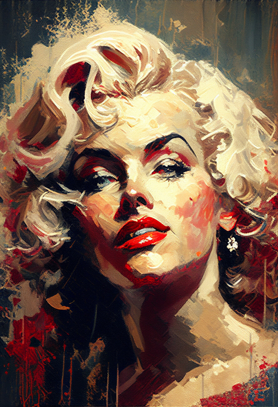 Illustration Marilyn impasto oil painting