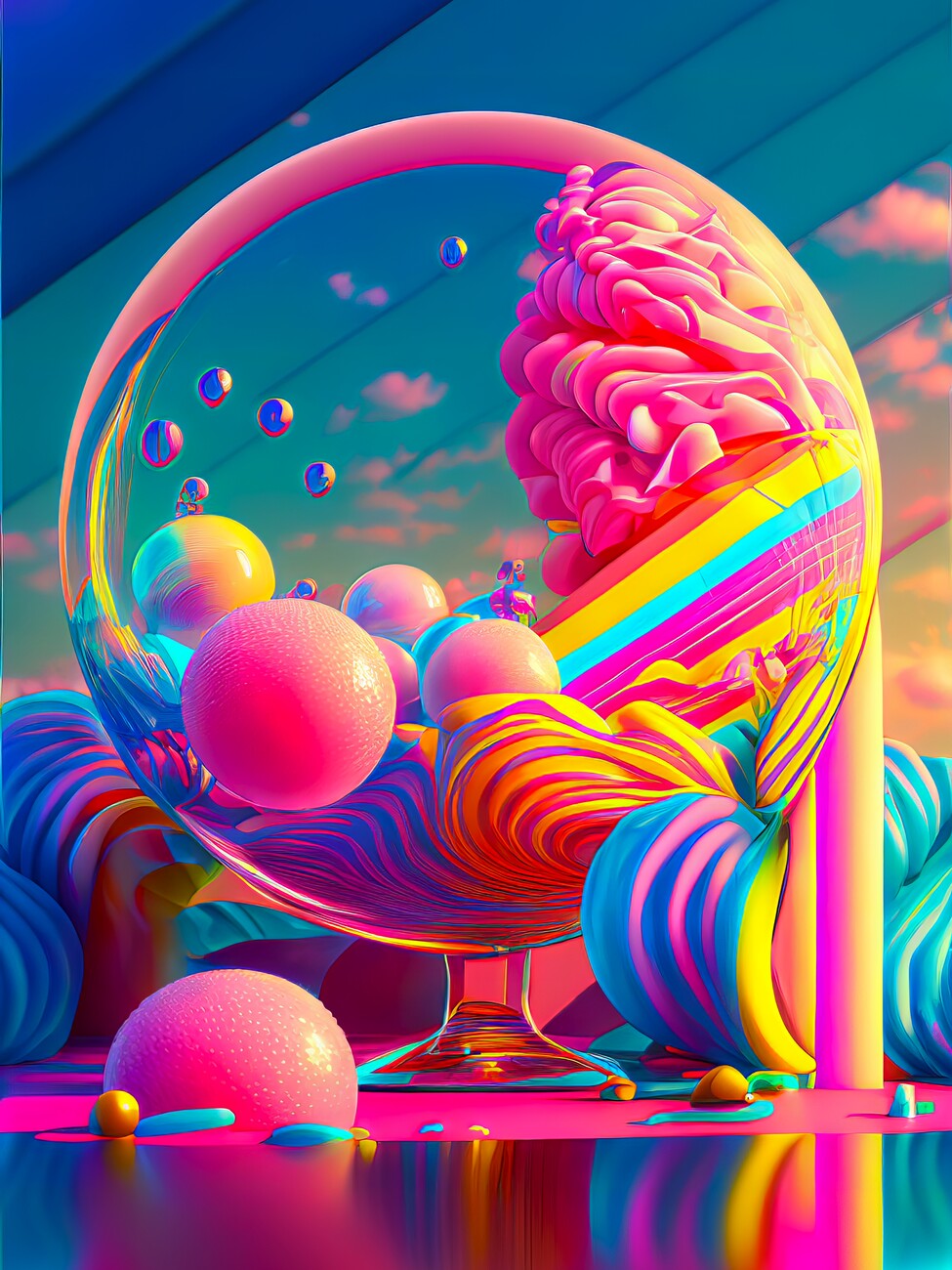 Wall Art Print, Rainbow Bubble