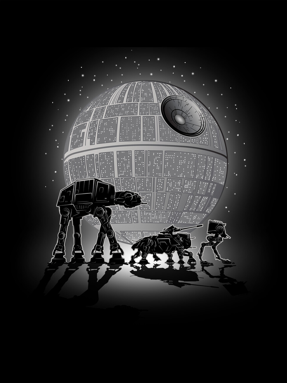 death star black and white