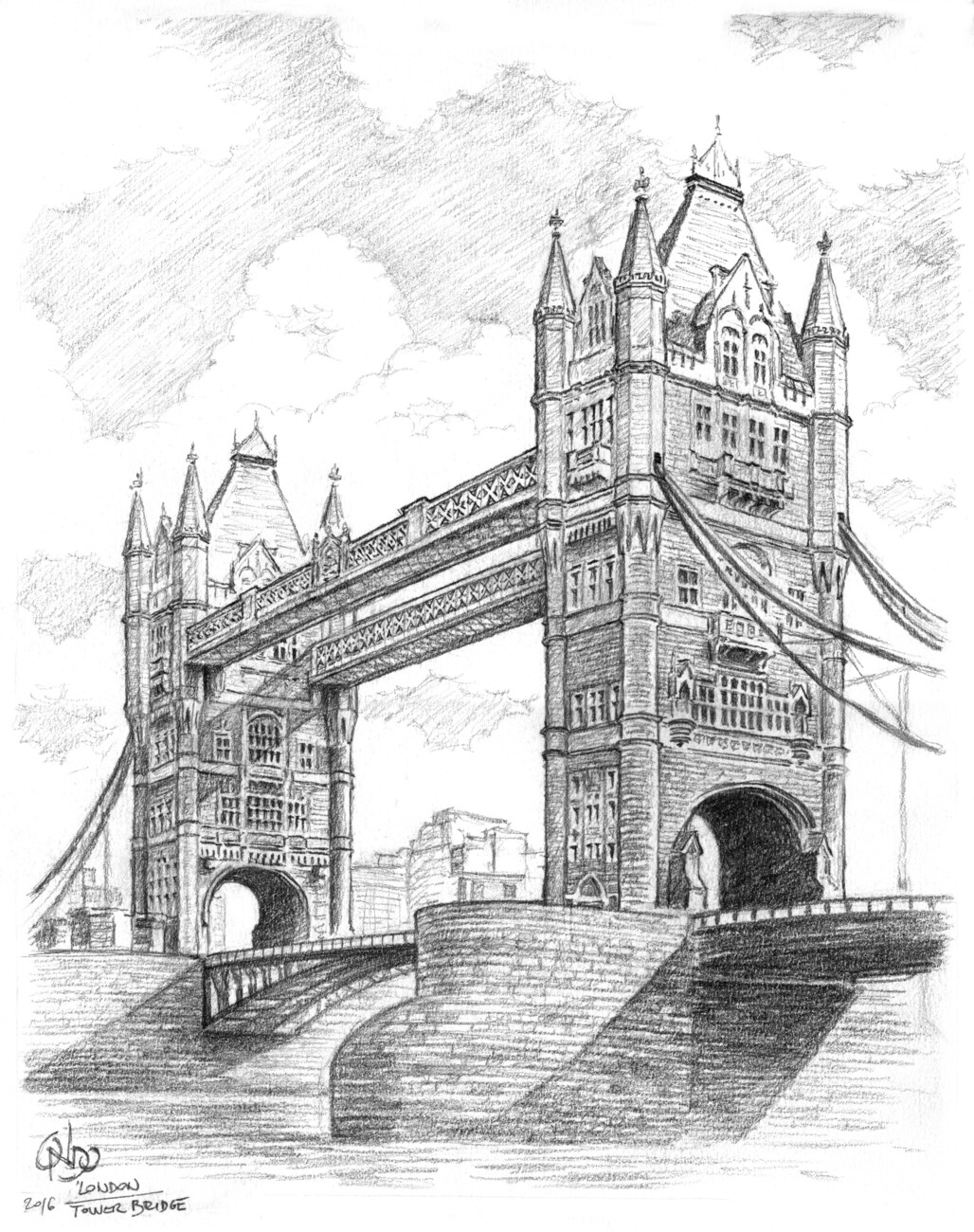 Premium Vector | Tower bridge in london across the river thames. pencil  sketch on a beige background. emblem in a rectangular frame and an  inscription.
