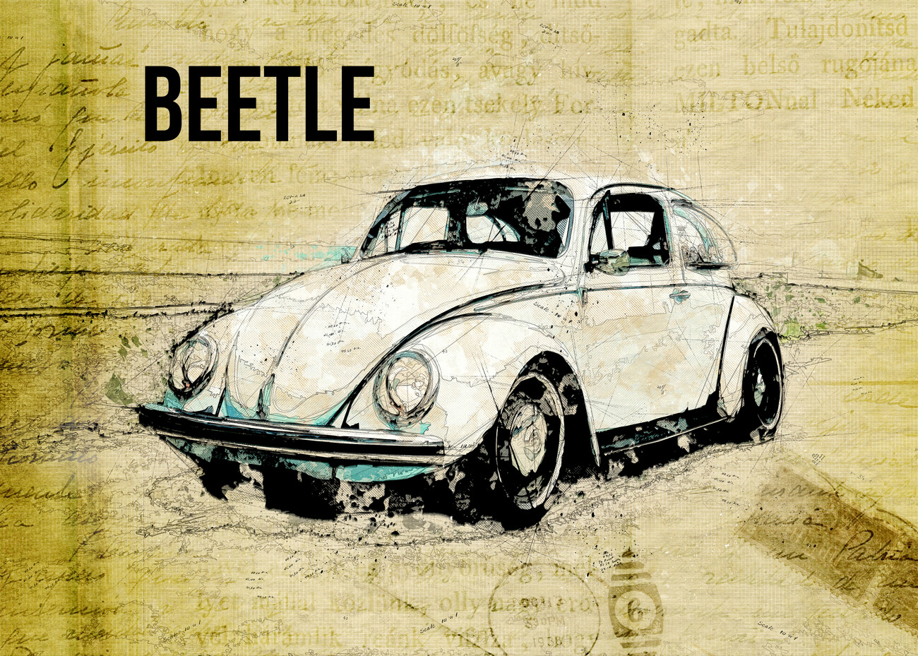 Künstlerische Illustration, Volkswagen vw beetle