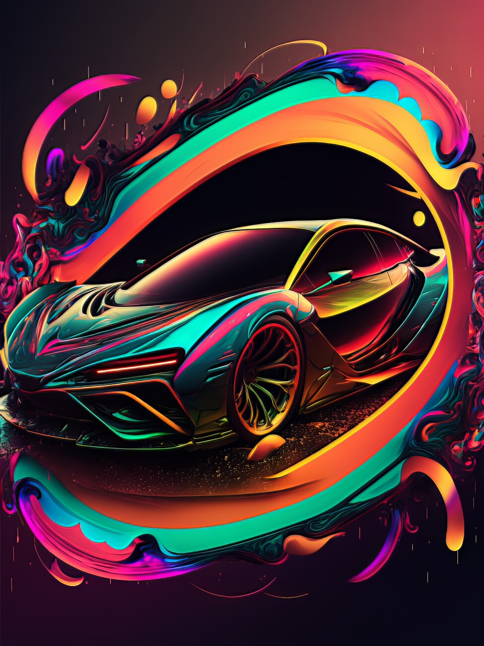 Künstlerische Illustration, Abstract Neon Speed Car