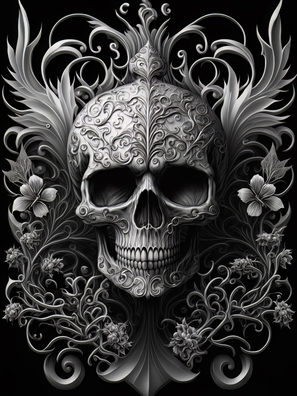 Illustration Skull Tattoo Design