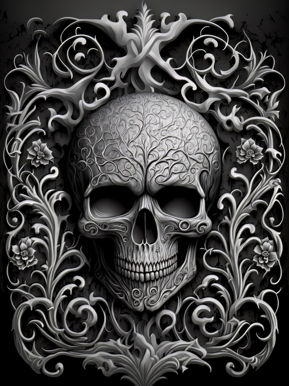 Canvas Print Ornamental Skull Design