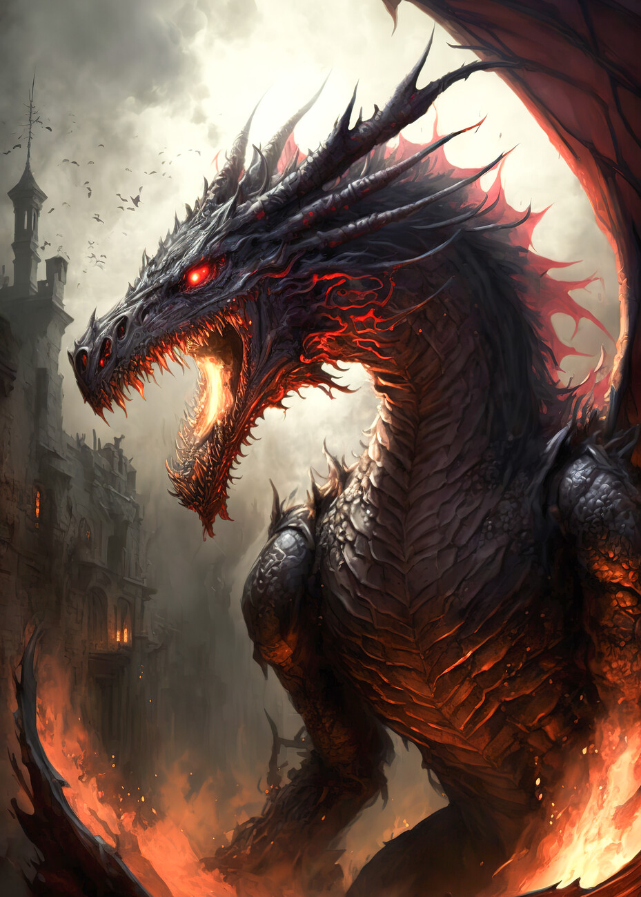 Wall Art Print House of Dragon - Dragon in Fire, Gifts & Merchandise