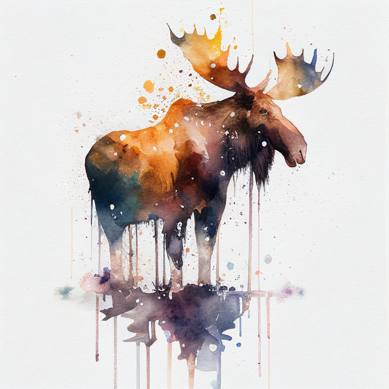 Illustration Moose, water color painting