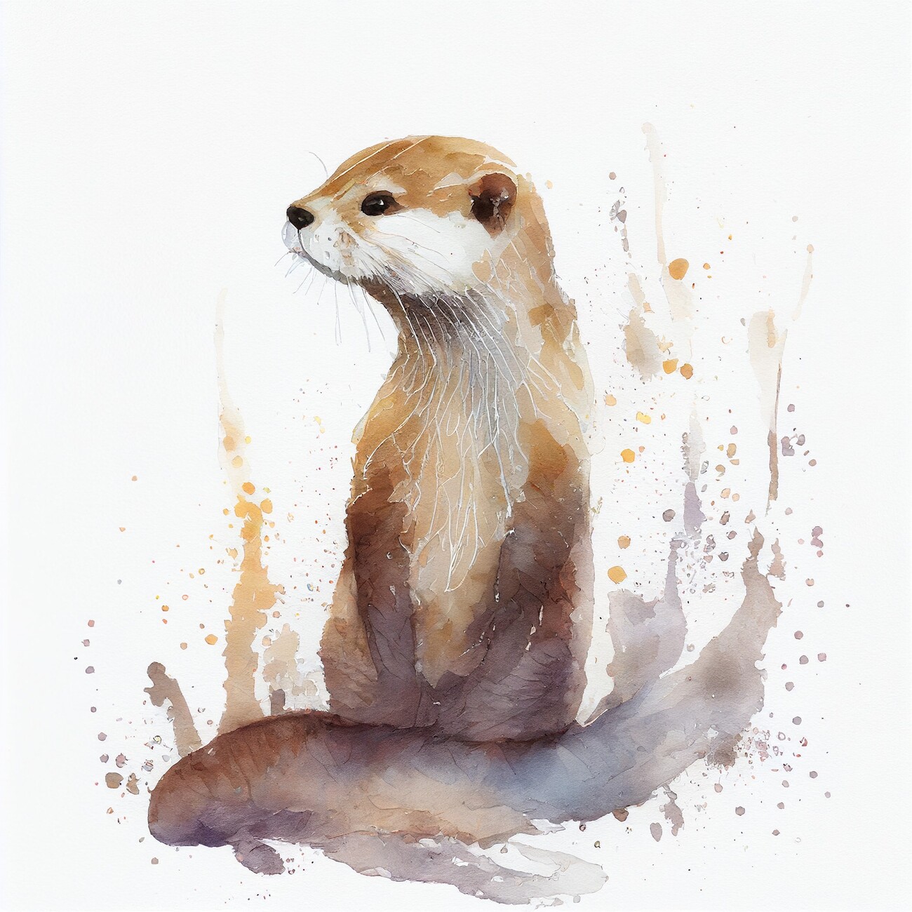 Wall Art Print, Otter, Water color painting