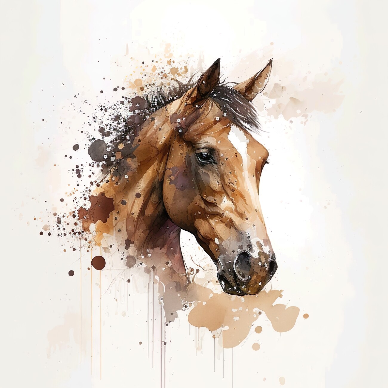 Horse Portrait Paint Splatter Vinyl Sticker