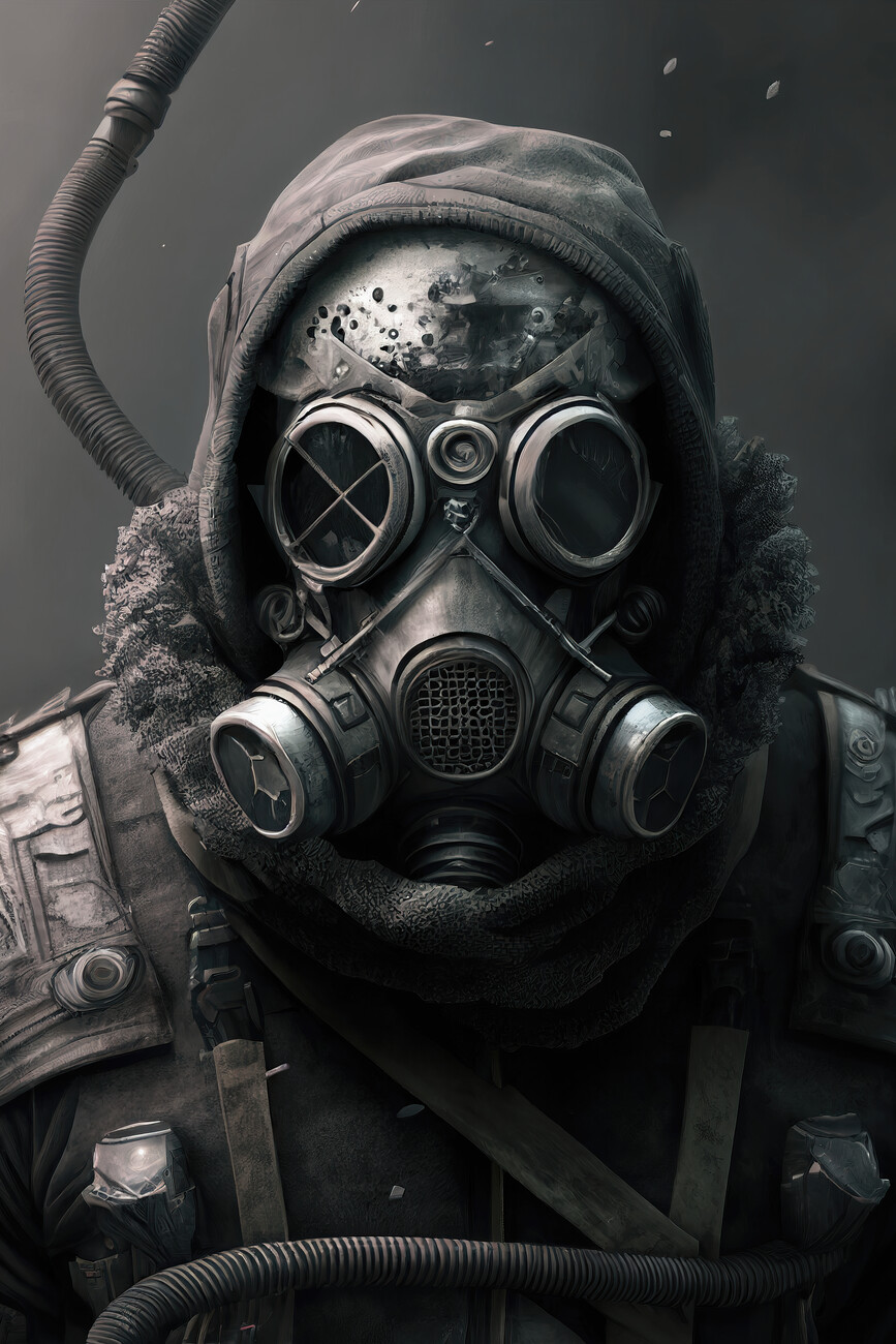 Illustration Person in a gas mask