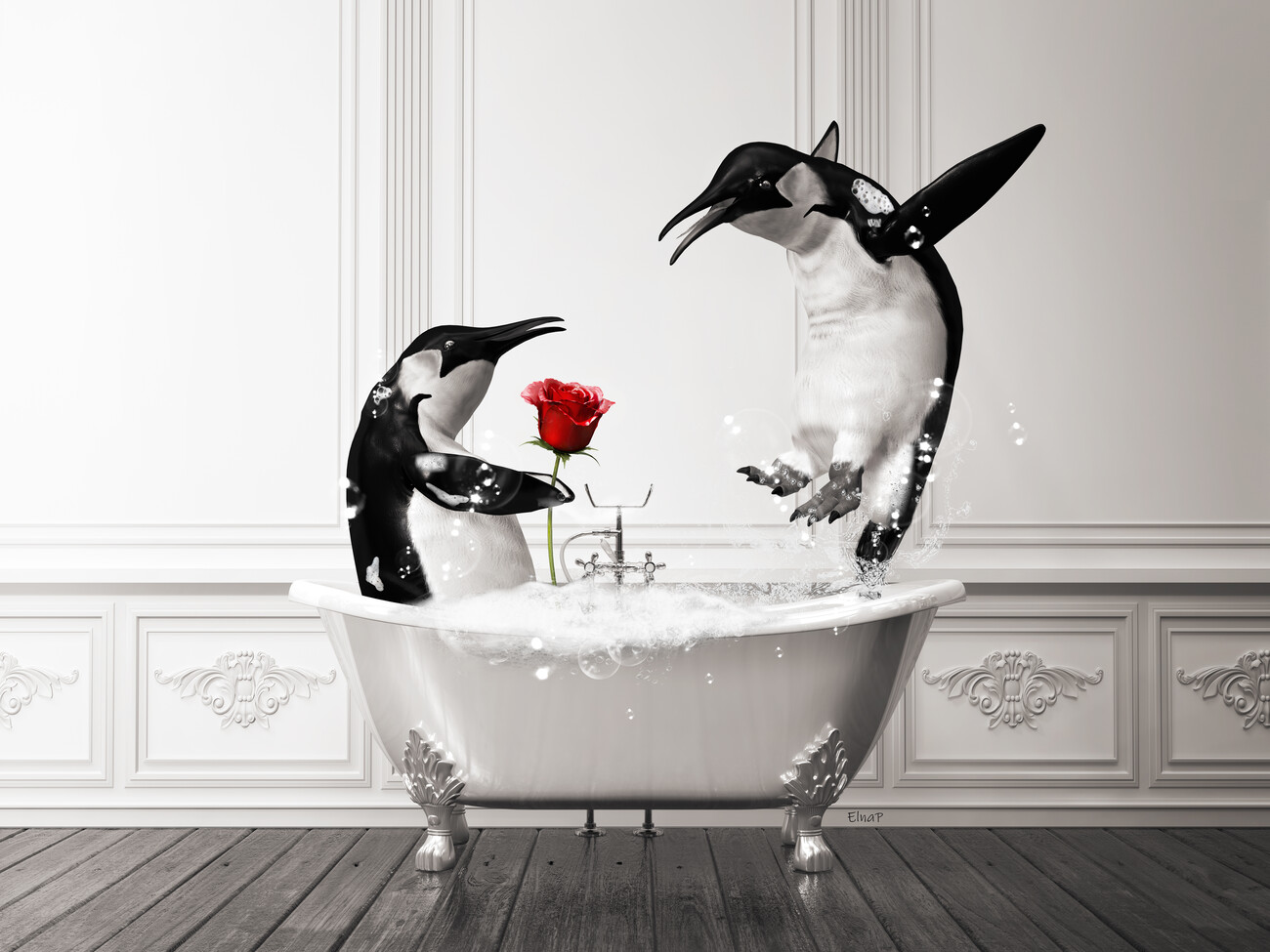 Künstlerische Illustration | Penguins in Tub Printable Wall Art, penguin  Photo, bathroom | Europosters