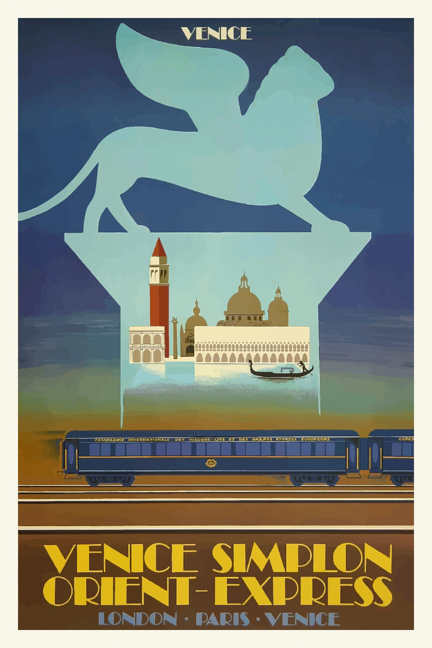 Fine Art Print Vintage Travel Poster (Venice / Orient Express)