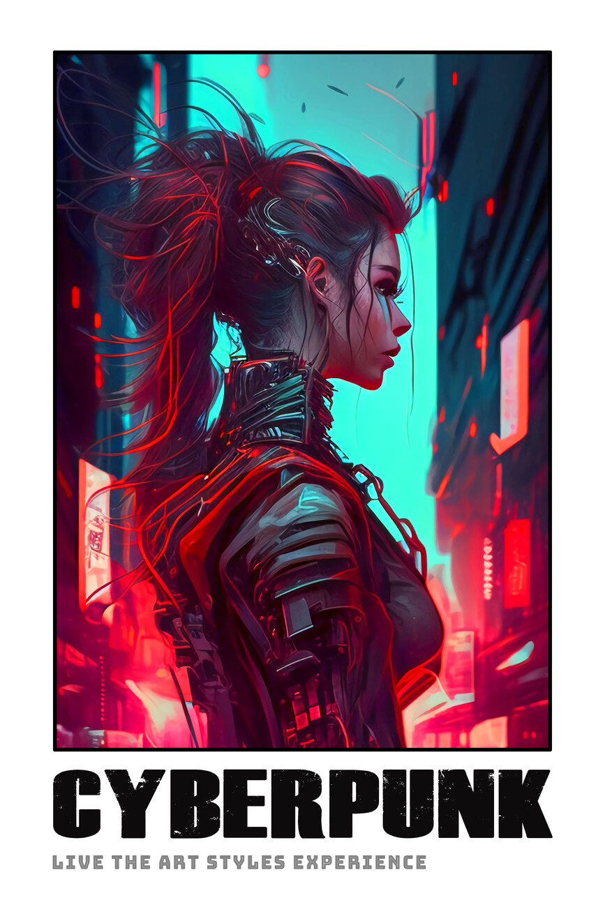 Impressão Em Tela Cyberpunk Anime Girl