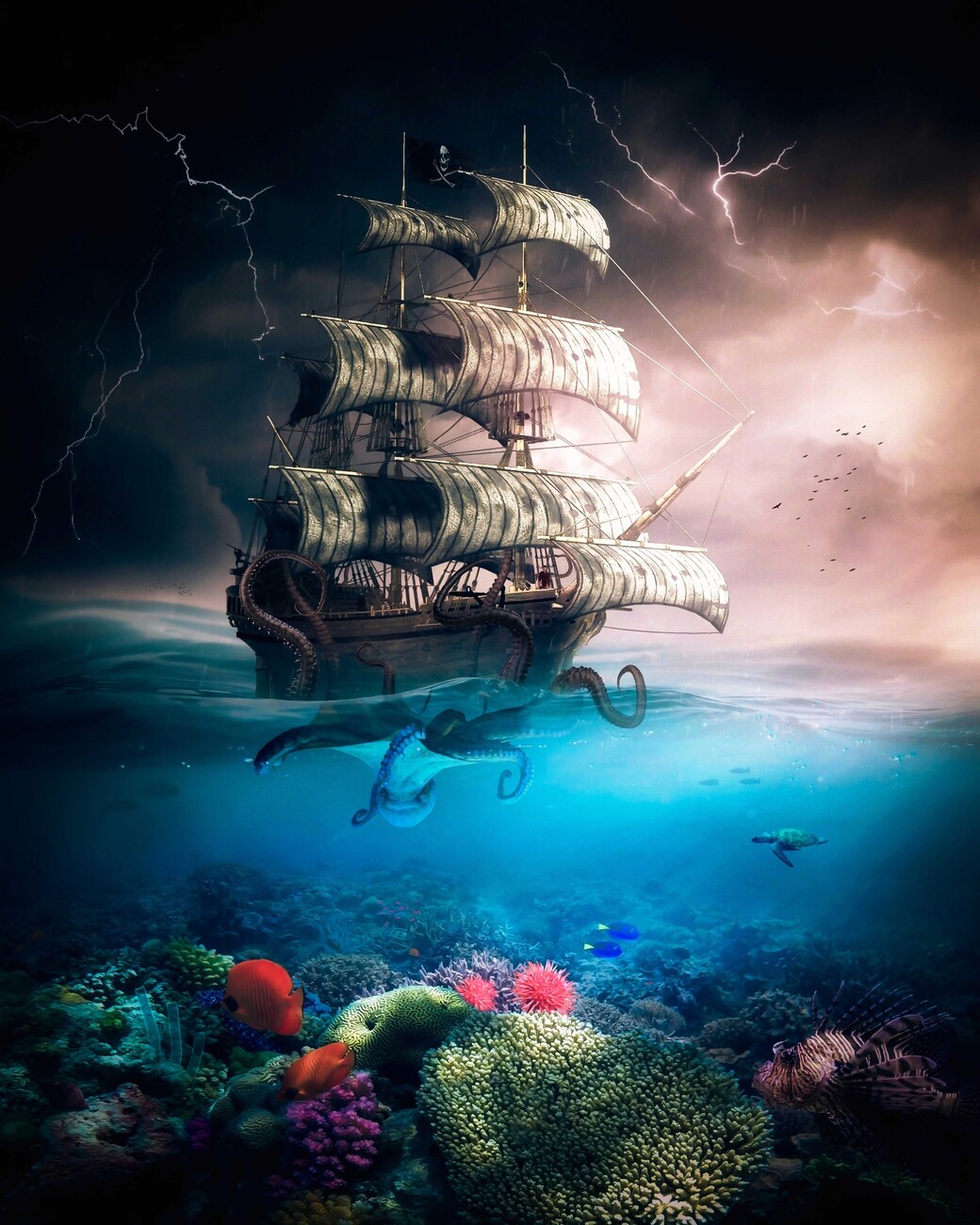 Wall Art Print, Pirate Ship