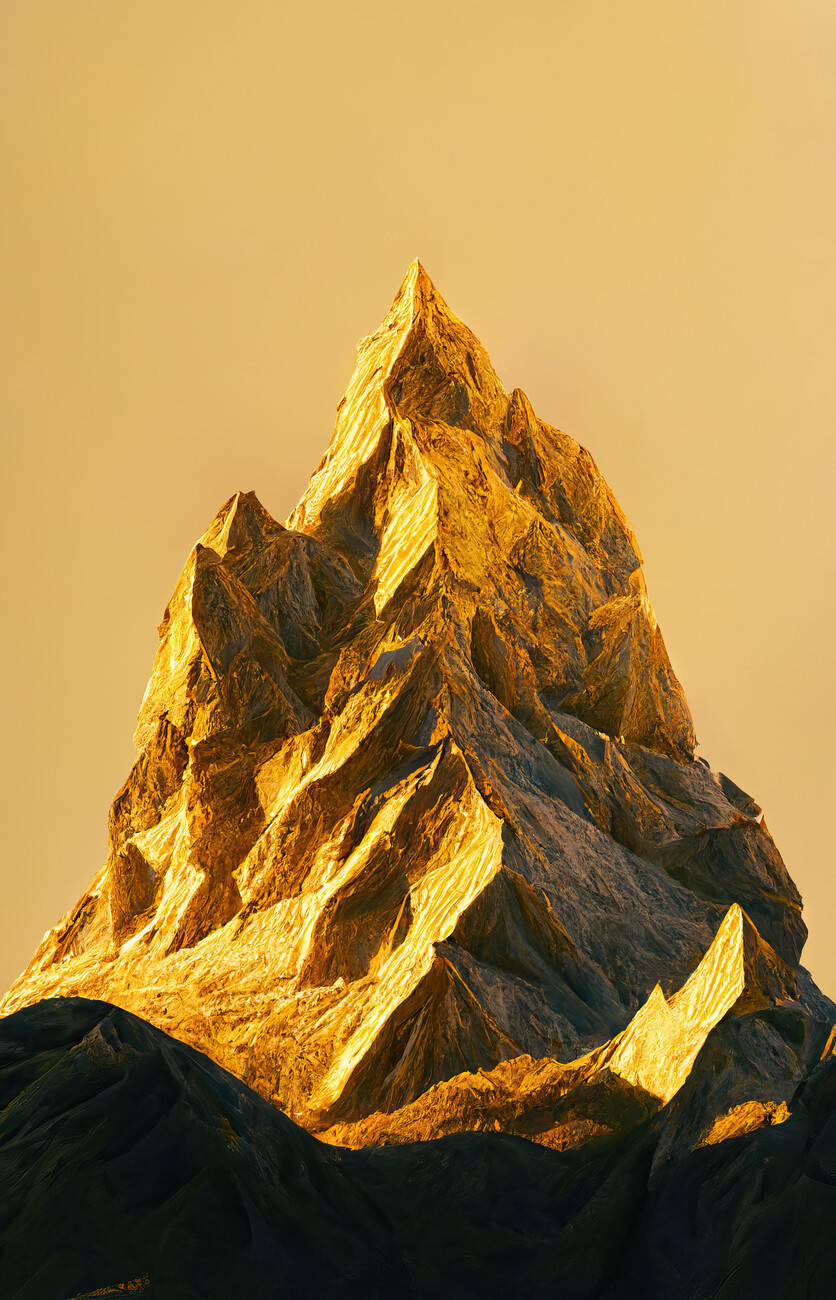 Illustration Isolated mountain peak at sunset