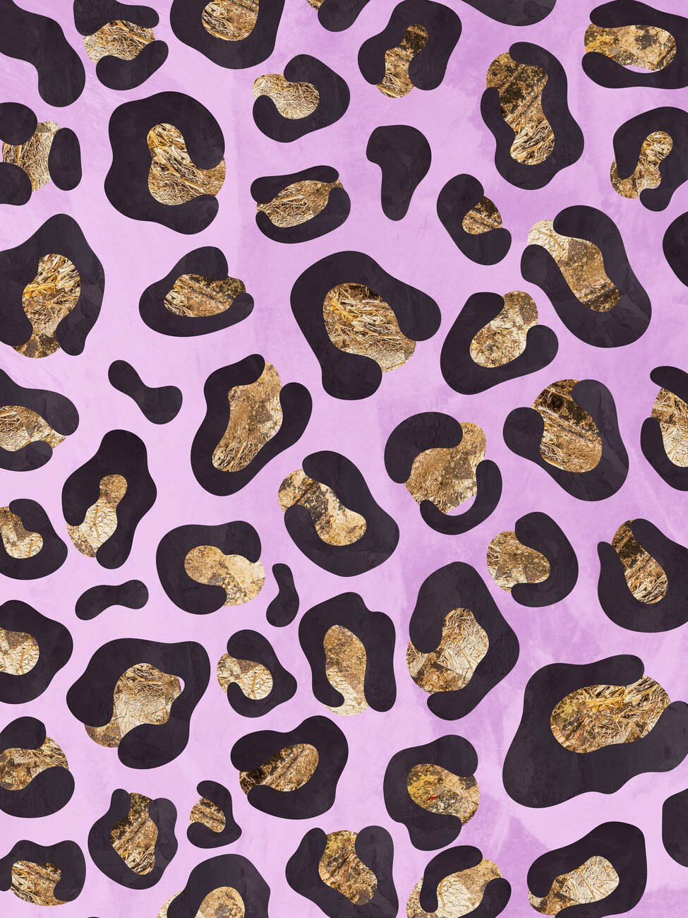 Umělecká ilustrace, Gold leopard print pink