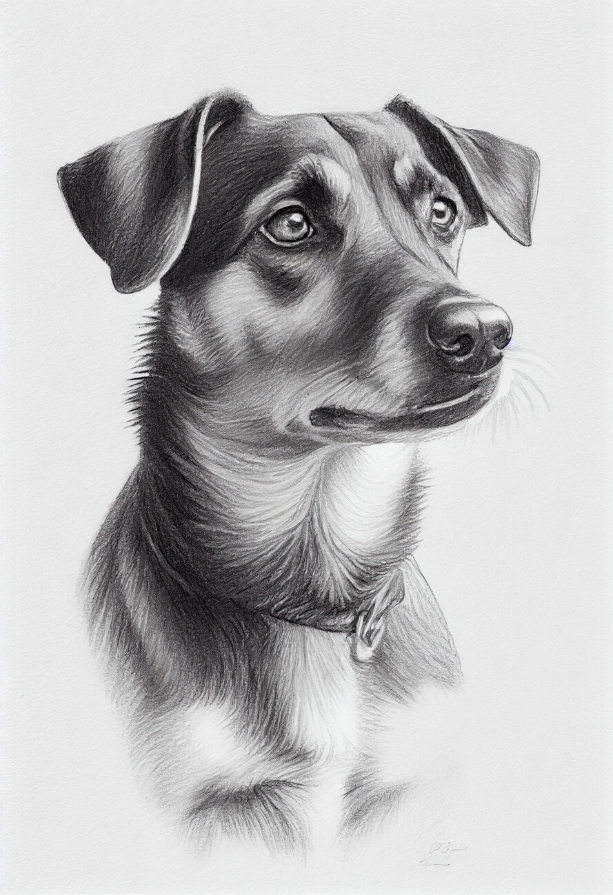 MINIATURE DACHSHUND Dog Pencil Drawing Art Print by Artist DJ Rogers - Etsy