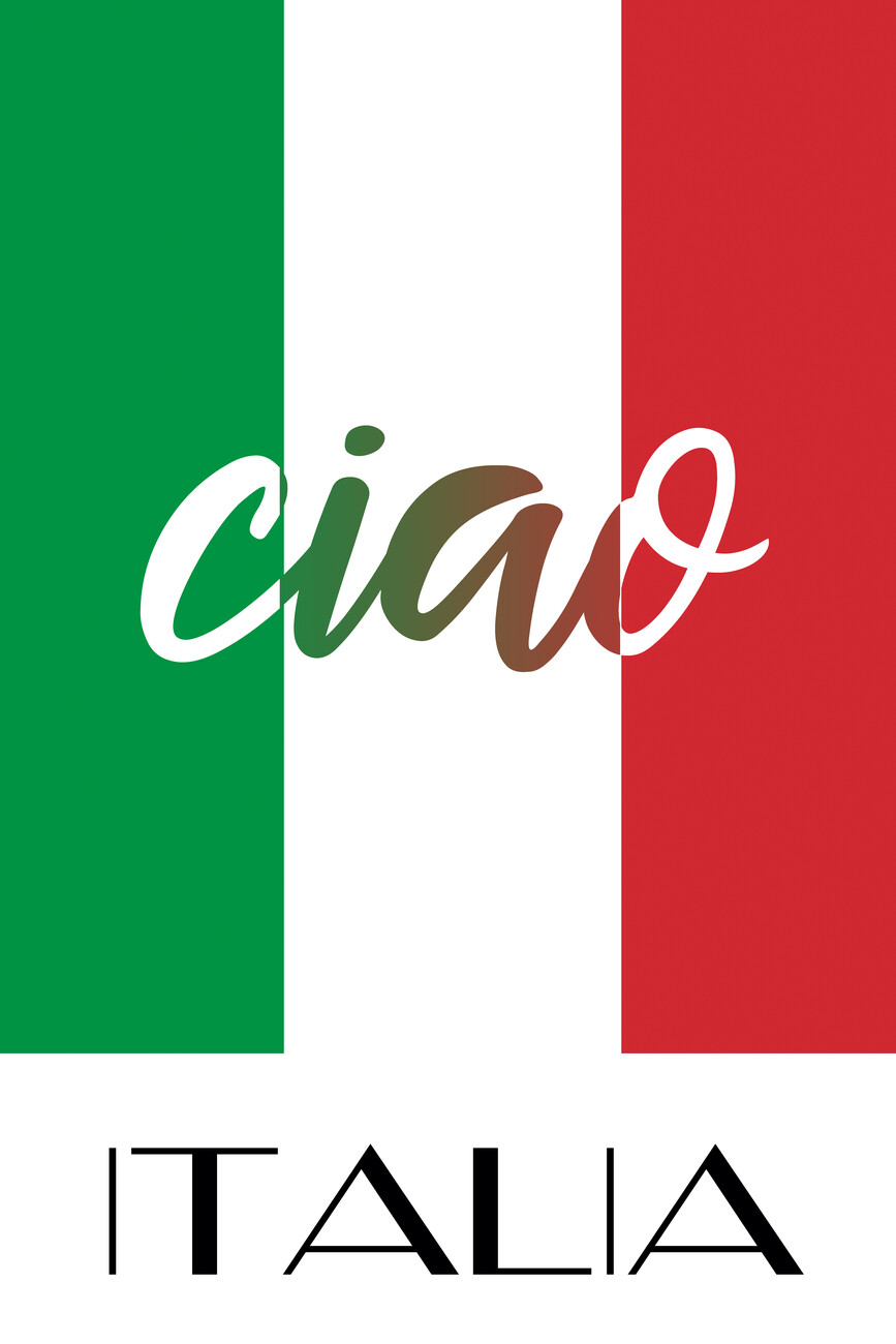 Wall Art Print Ciao ITALIA The Iconic Greeting On Tricolor Flag Of   157379 