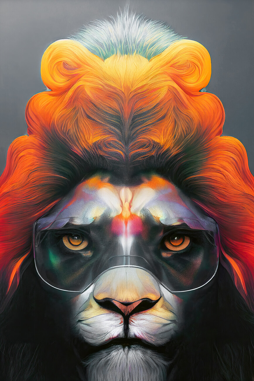 illustrative lion head painting