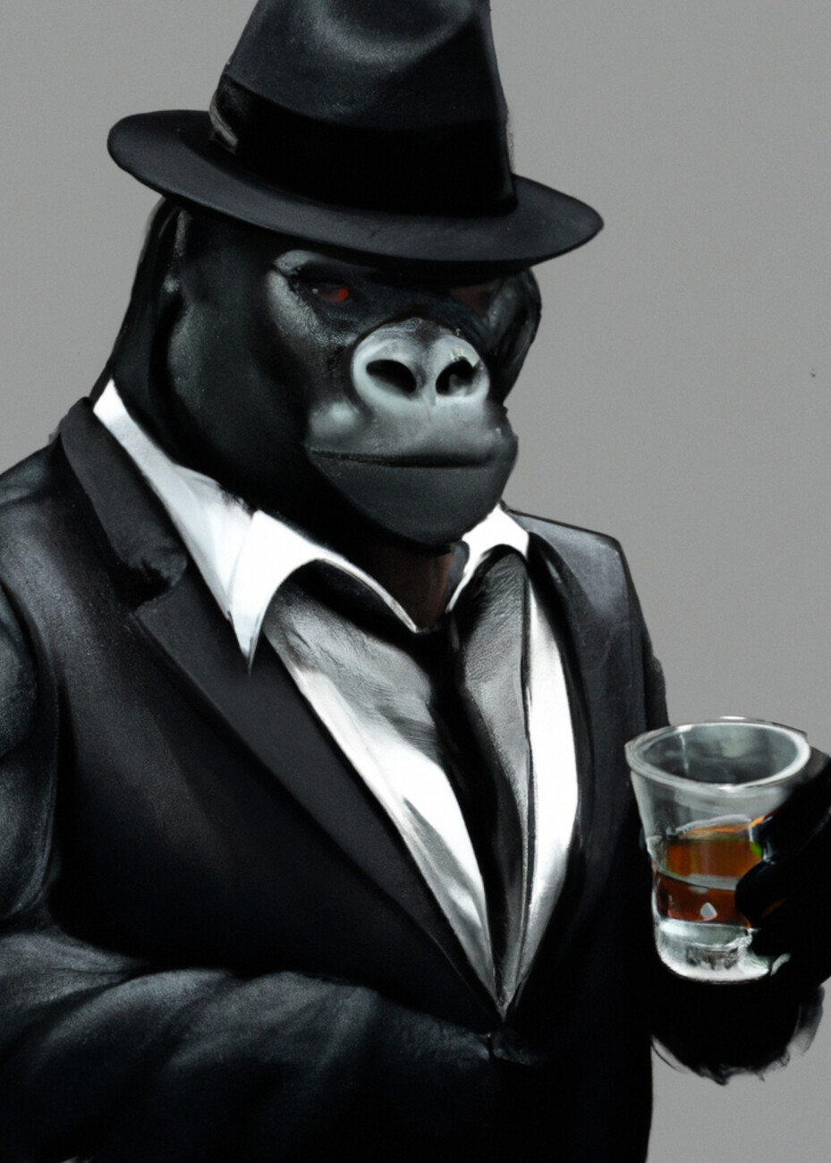 Ilustração artísticos, Mafia Gorilla Drinking Whiskey