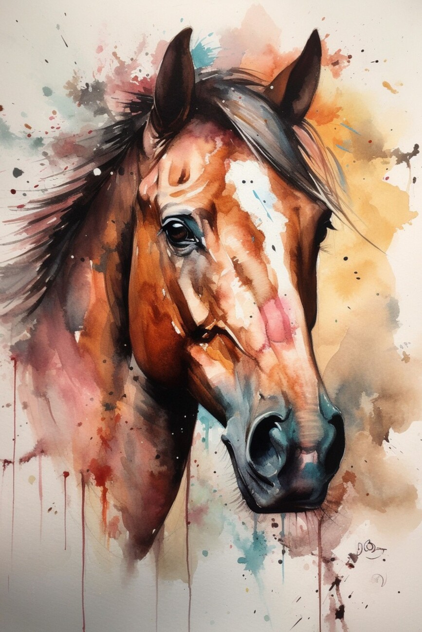 horse drawing watercolor