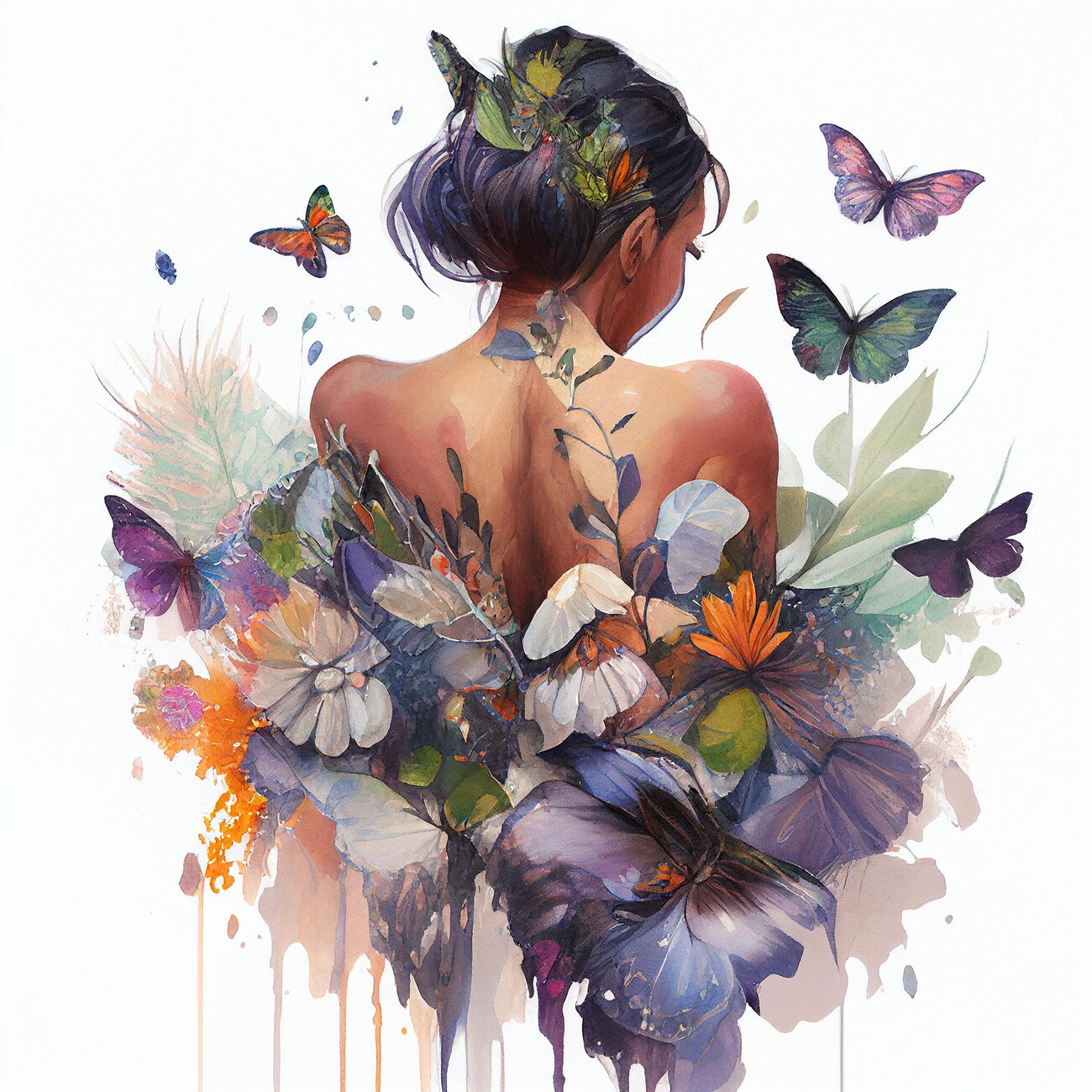 Impression, tableau et poster de bambino, blu, butterfly, child, children,  enfant, papillon, pittura, pittura digitale, ragazza - butterfly girl