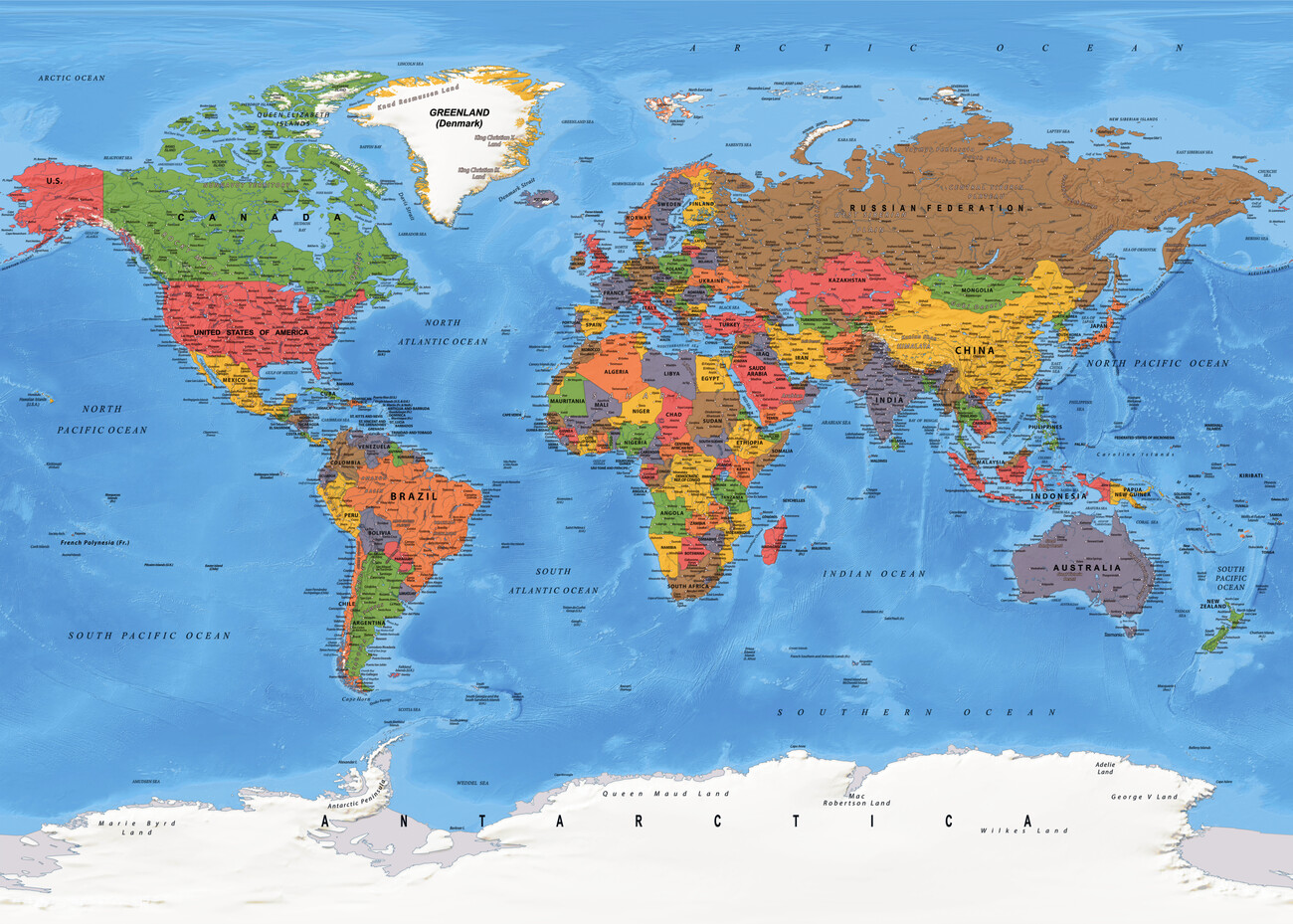 Map of Detailed political world map ǀ Maps of all cities and countries for  your wall