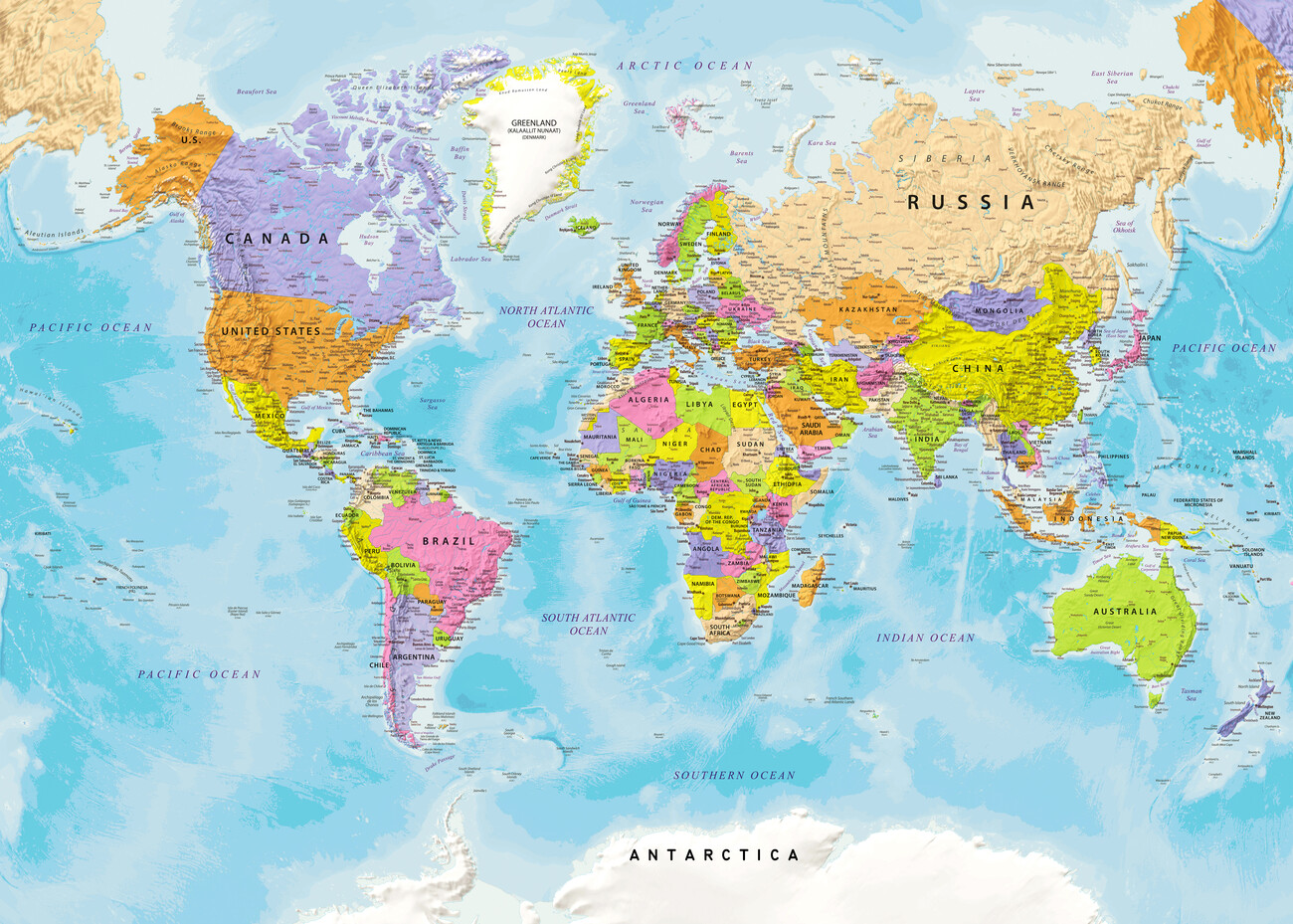 Map Of Political World Map ǀ Maps Of All Cities And Countries For Your Wall Europosters 4902