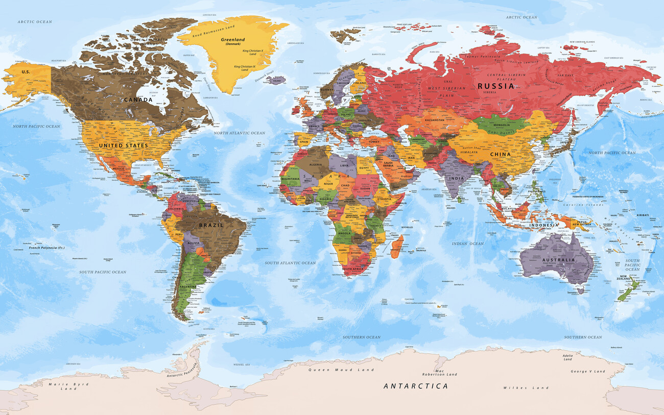 Map of Political world map ǀ Maps of all cities and countries for your wall