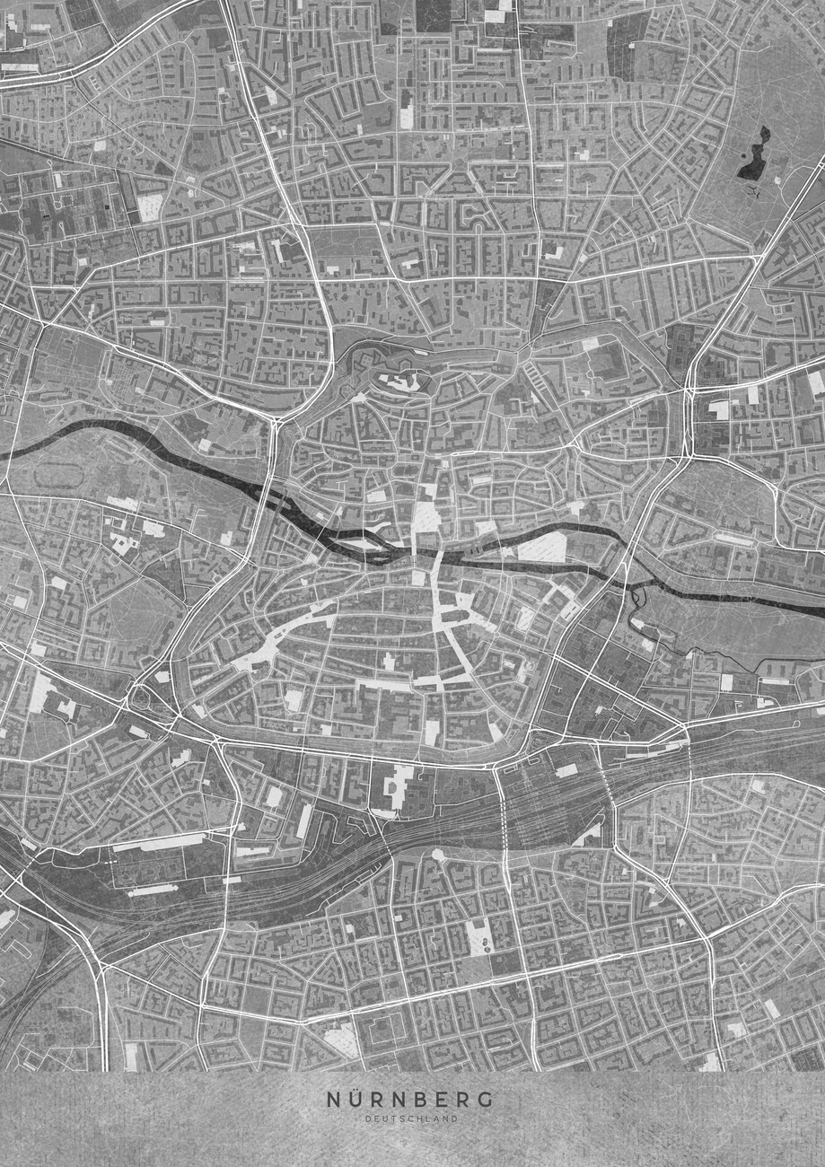 Ilustrace Gray vintage map of Nürnberg Nuremberg downtown