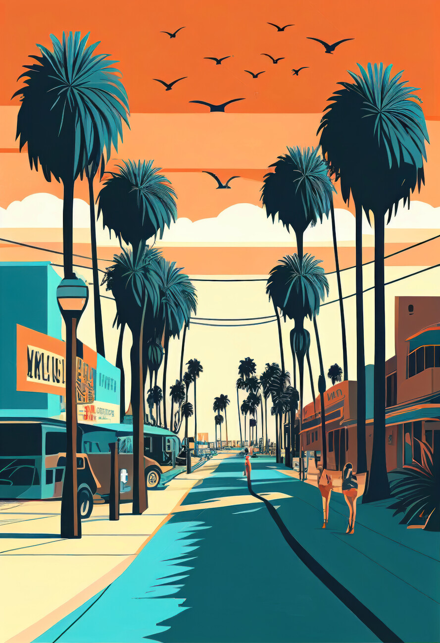 Illustration The Streets of Venice Beach, Los Angeles, USA
