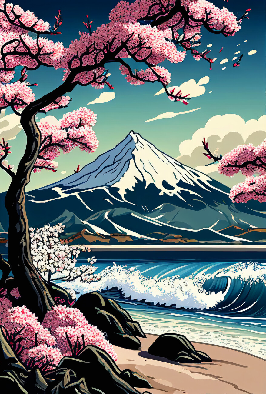 Japanese Cherry Blossom Art Wallpaper