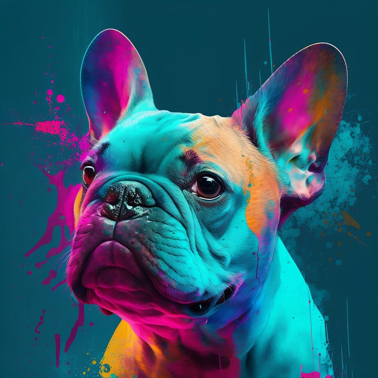 Fancy&Fantasy Abstract French Bulldog Keychains