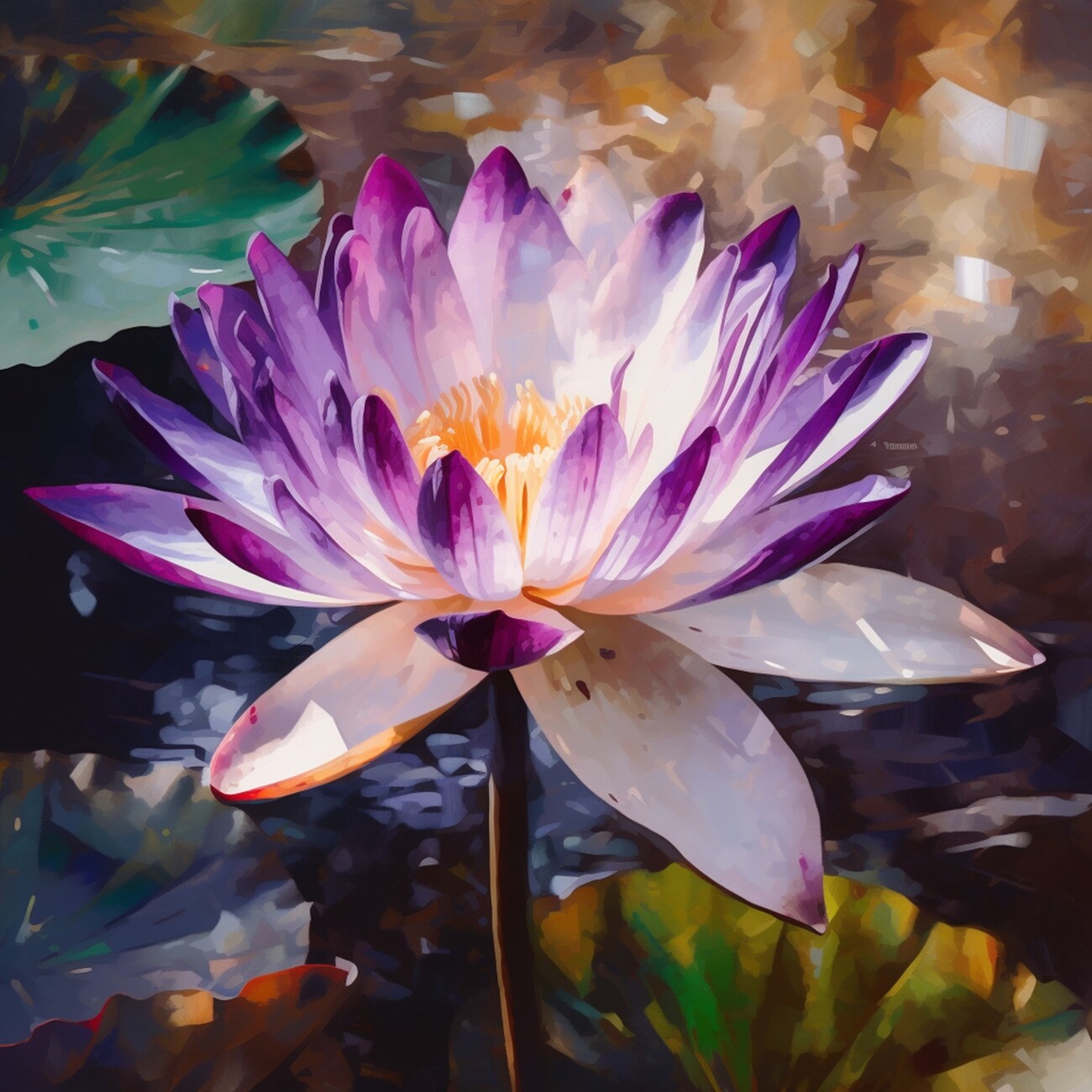white lotus flower painting