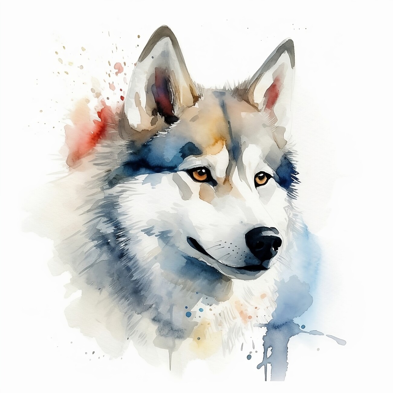 Wall Art Print | Husky watercolor portrait | Europosters