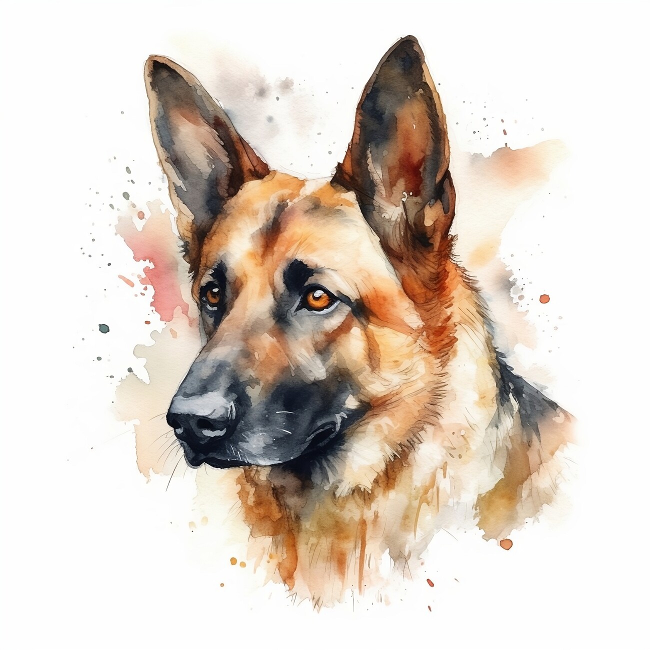 Wall Art Print | German shepherd dog beautiful art, watercolor, white  backgro | Europosters