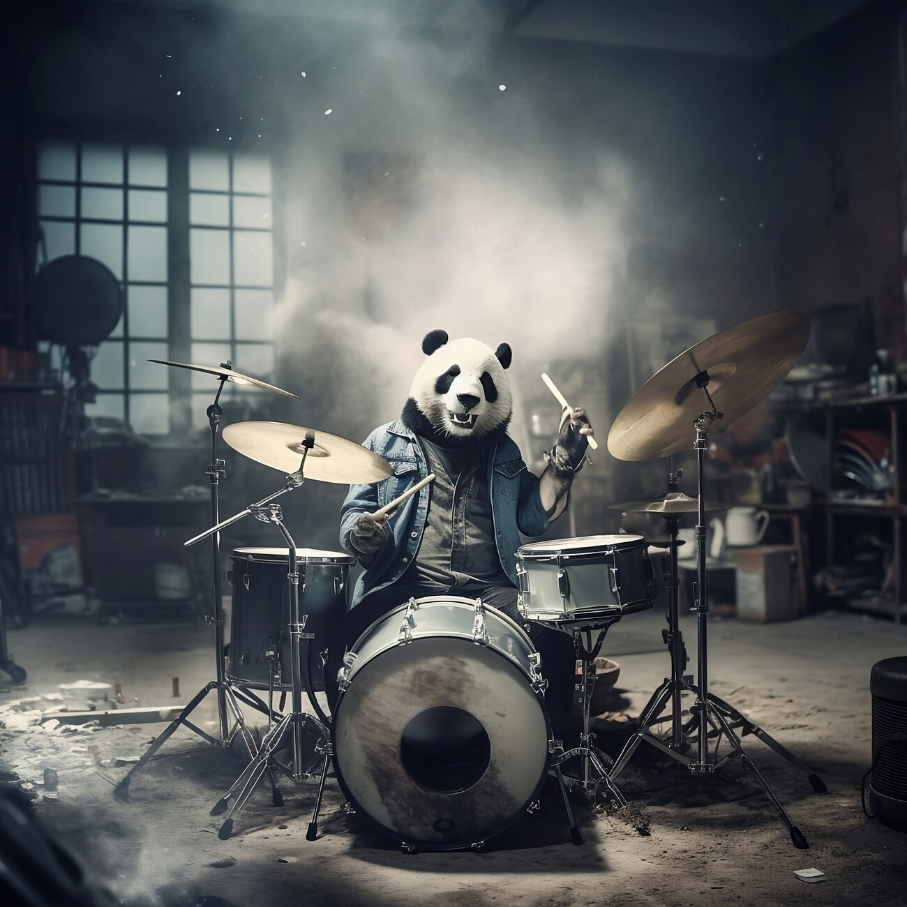 Panda drumming for rock band generative AI 22799015 Stock Photo at