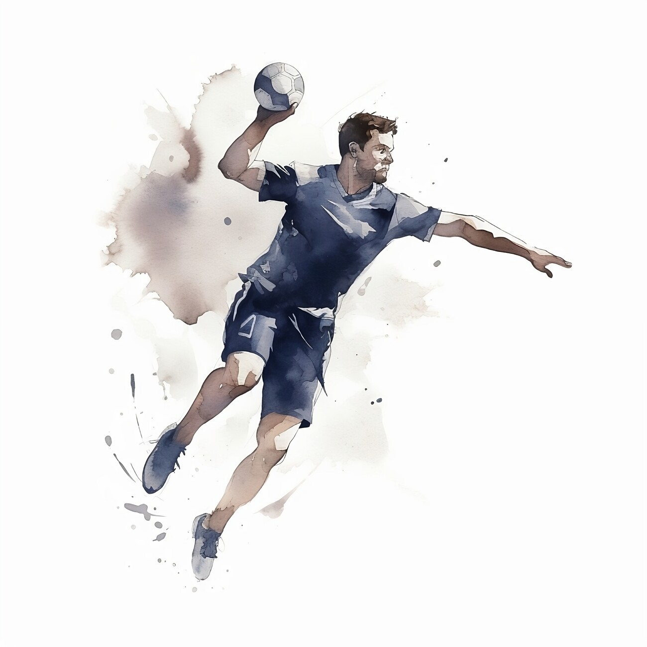 Poster, affiche Handball player, watercolor image, Cadeaux et merch