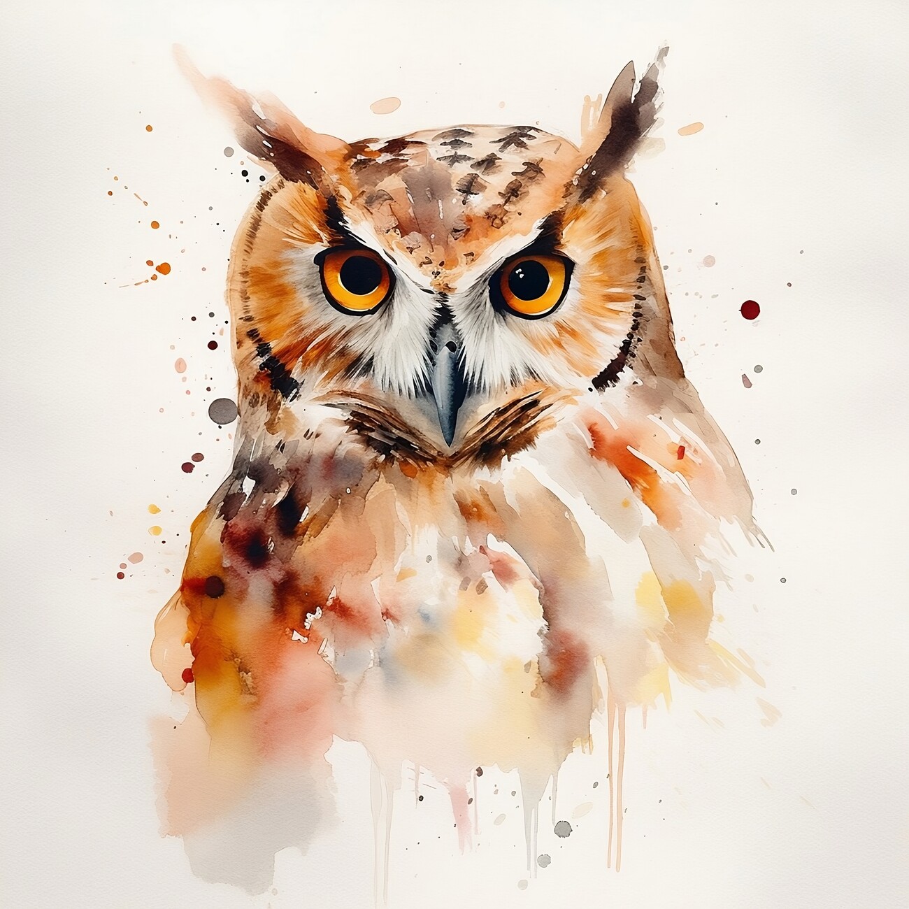 colorful watercolor owl