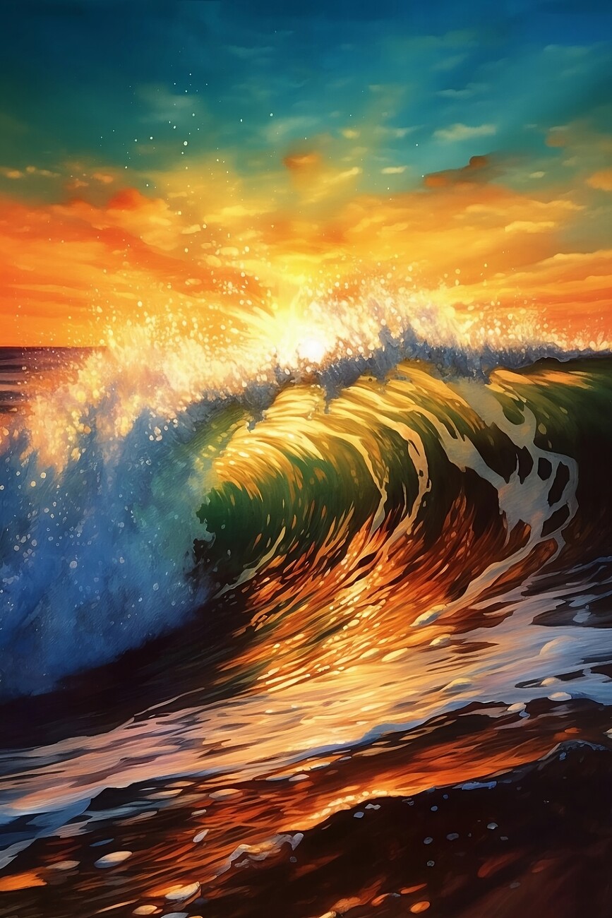 ocean wave sunset