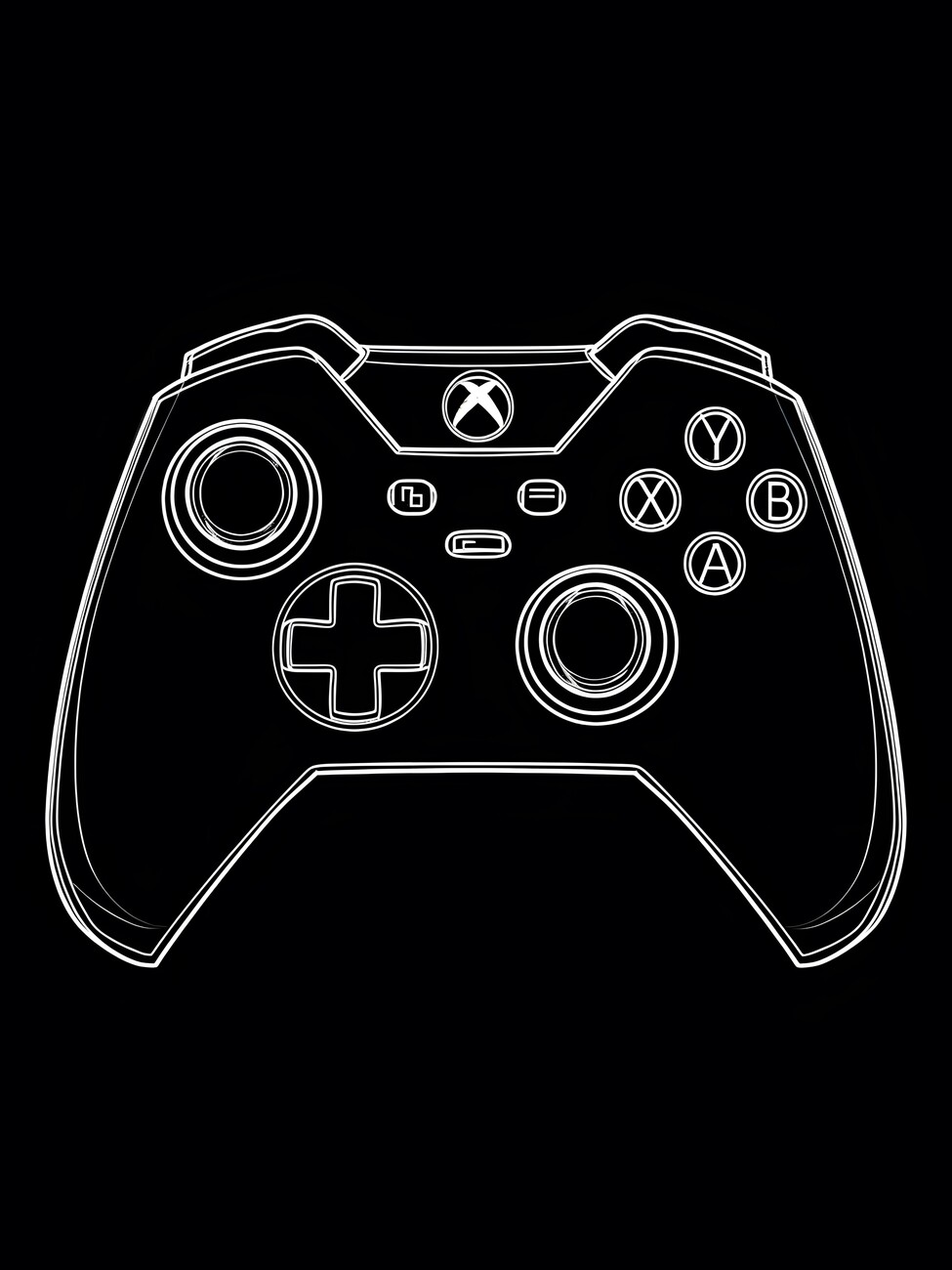 Wall Art Print, Xbox Controller, Black and White