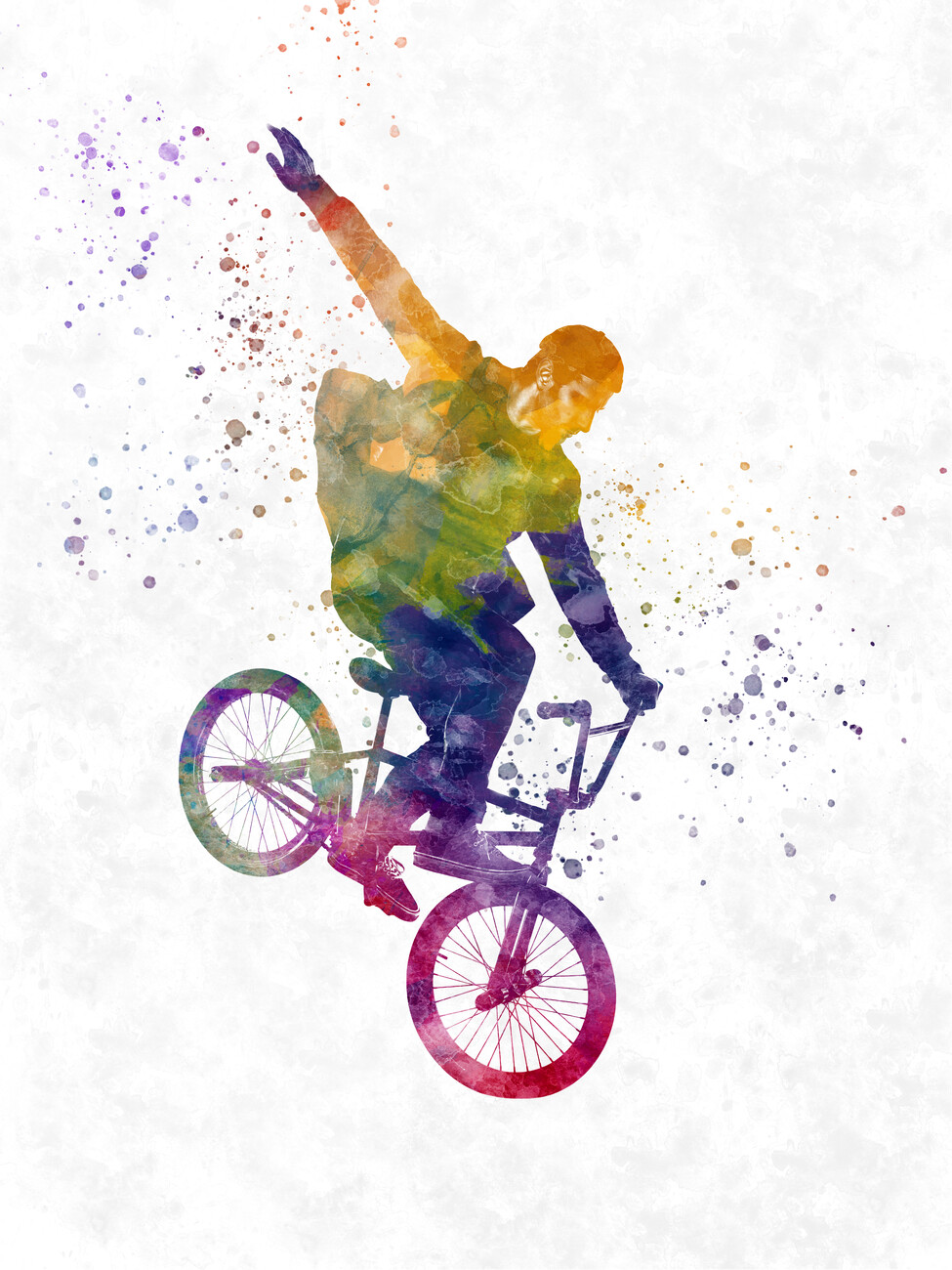 Wall Art Print watercolor bmx bike racer, Gifts & Merchandise