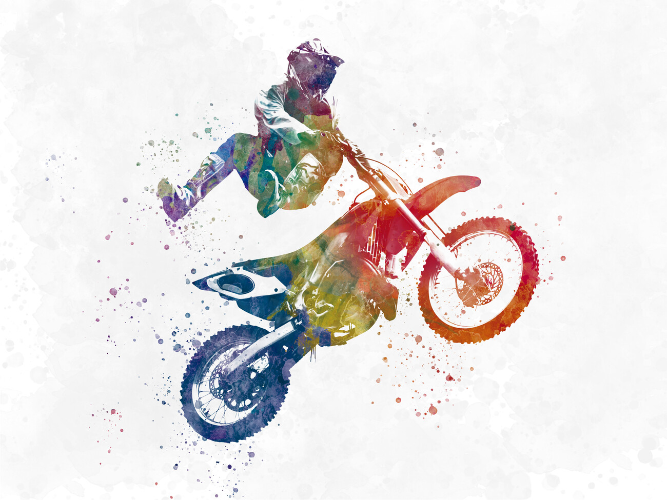 Watercolor motocross jump Wall Mural Buy online at Europosters